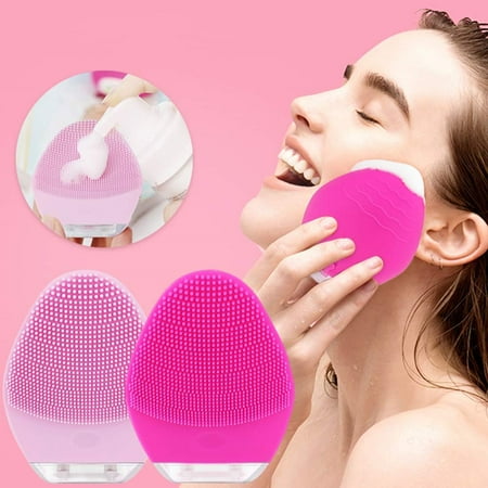 brush face silicone facial cleansing electric skin care deep cleanser cleaning massage tools machine pink acne remover blackhead washing sonic