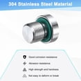 thumbnail image 2 of 1-Pack Tapón de ajuste de tubo con cabeza hexagonal interna, M12x1mm, tapón de socket de acero inoxidable 304 con anillo de sellado de fluorina, 2 of 6