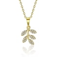 thumbnail image 1 of Collar de hojas bañado en oro de 14k con 30 piedras de circonitas Rojo Verde, 1 of 4