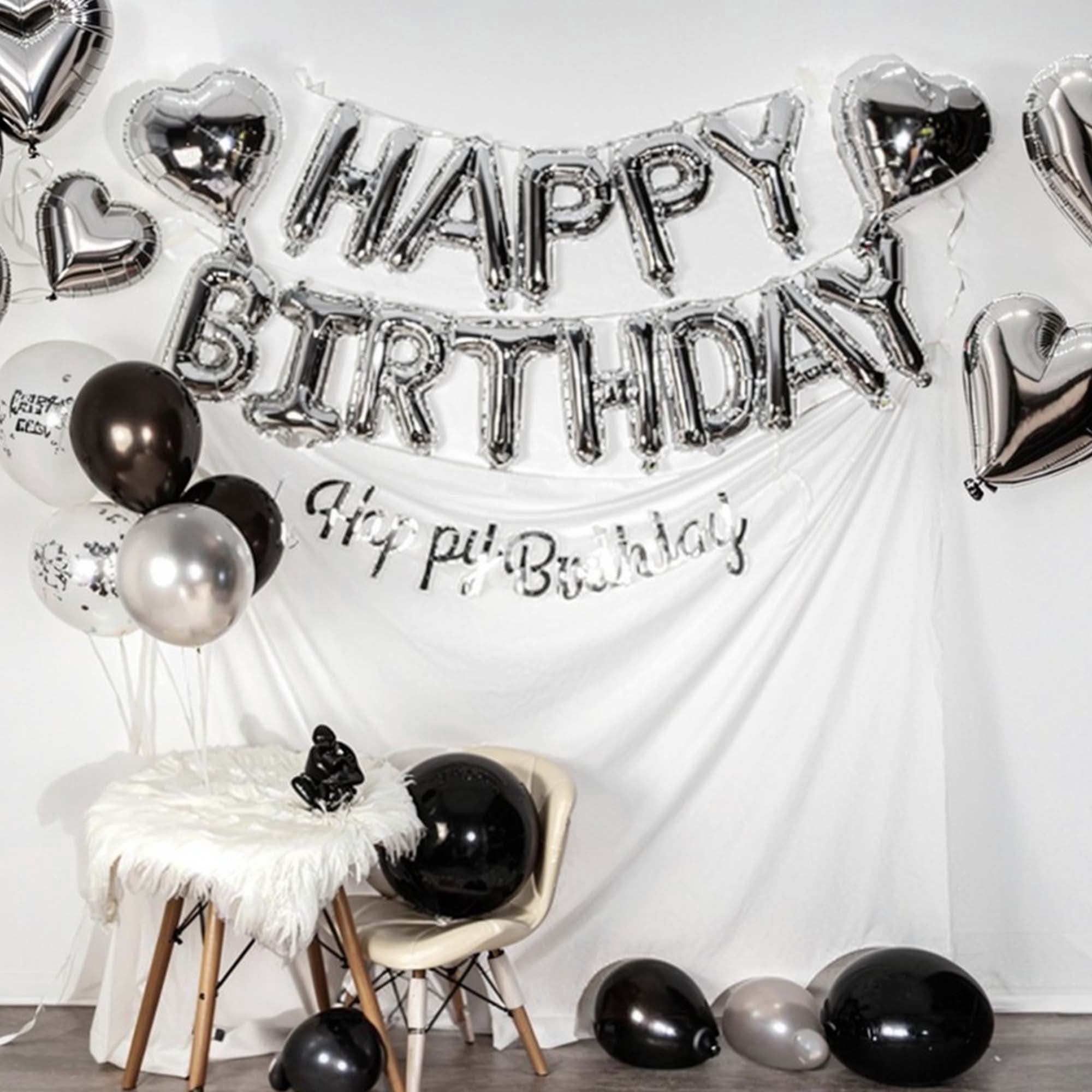 Unique Bargains 10Pcs Helium Balloons with Ribbon Black Rose Gold Tone