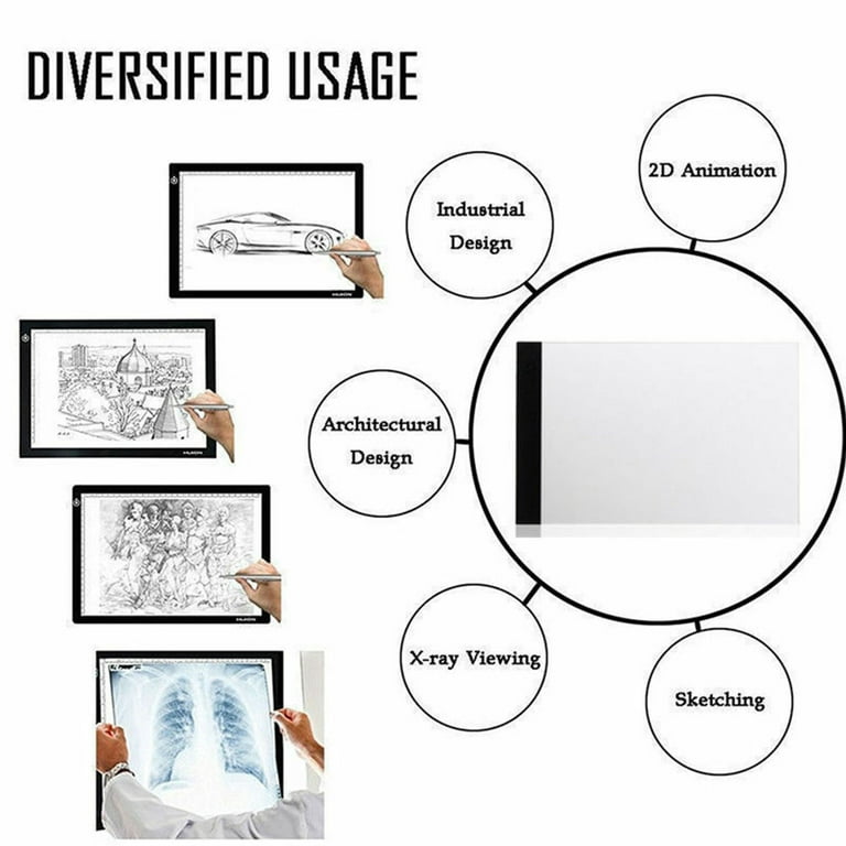 Portable A4 LED Light Box Files Drawing Sketch Pad Copy Board With