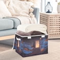 thumbnail image 5 of Storage Box With Lid 16.5x12.6x11.8In Lidded Home Storage Bins Foldable Stacked Household Storage Box Wooden Door Dream World Open, 5 of 7