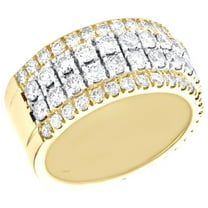 10K Yellow Gold Round Diamond Tiered Prong Set Weddinng Band 11mm Ring 4.25 CT.
