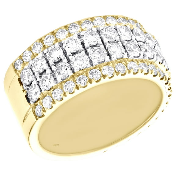10K Yellow Gold Round Diamond Tiered Prong Set Weddinng Band 11mm Ring 4.25 CT.