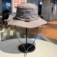 thumbnail image 2 of Sun Hats for Men Women, Detachable Chin Fishing Hat UPF 50+ UV Protection Wide Brim Bucket Hats Embroidered Foldable Boonie Hat for Hiking Camping Sai Gray-B, 2 of 5