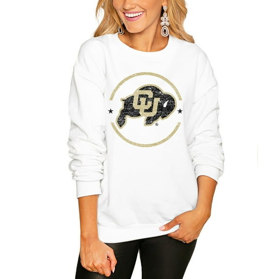 Women's Gameday Couture White Colorado Buffaloes End Zone Oversized Sweatshirt