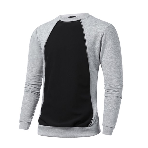 Men'S T-Shirts Men Casual Pullover Long Sleeve Colorblock Round Neck Sports  Sweatshirt Bottoming Shirt Top Gray L Y5Y - Walmart.com