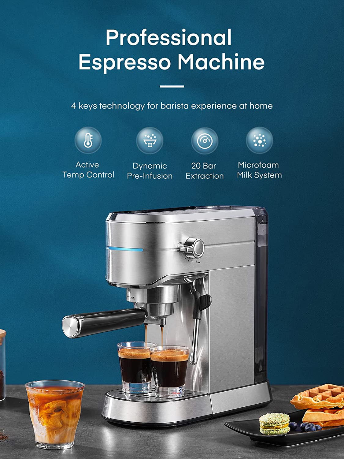 AMZCHEF Espresso Machine 20 Bar with Milk Frother/Steam Wand