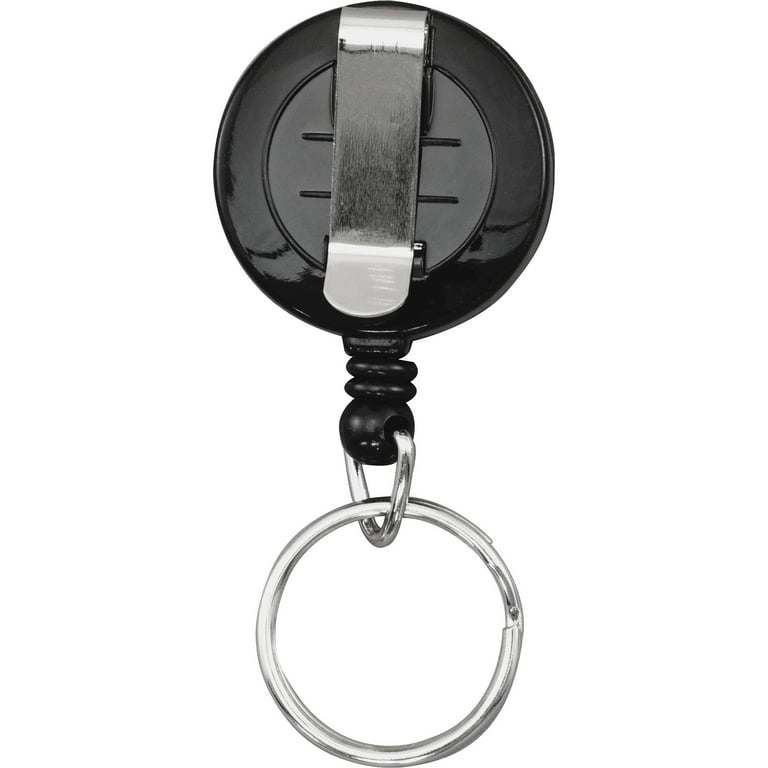 Advantus Clip-on Ring Retractable ID Reel - 12 / Box - Black - Sturdy Advantus Clip-on Ring Retractable ID Reel - 12 / Box - Black - Sturdy