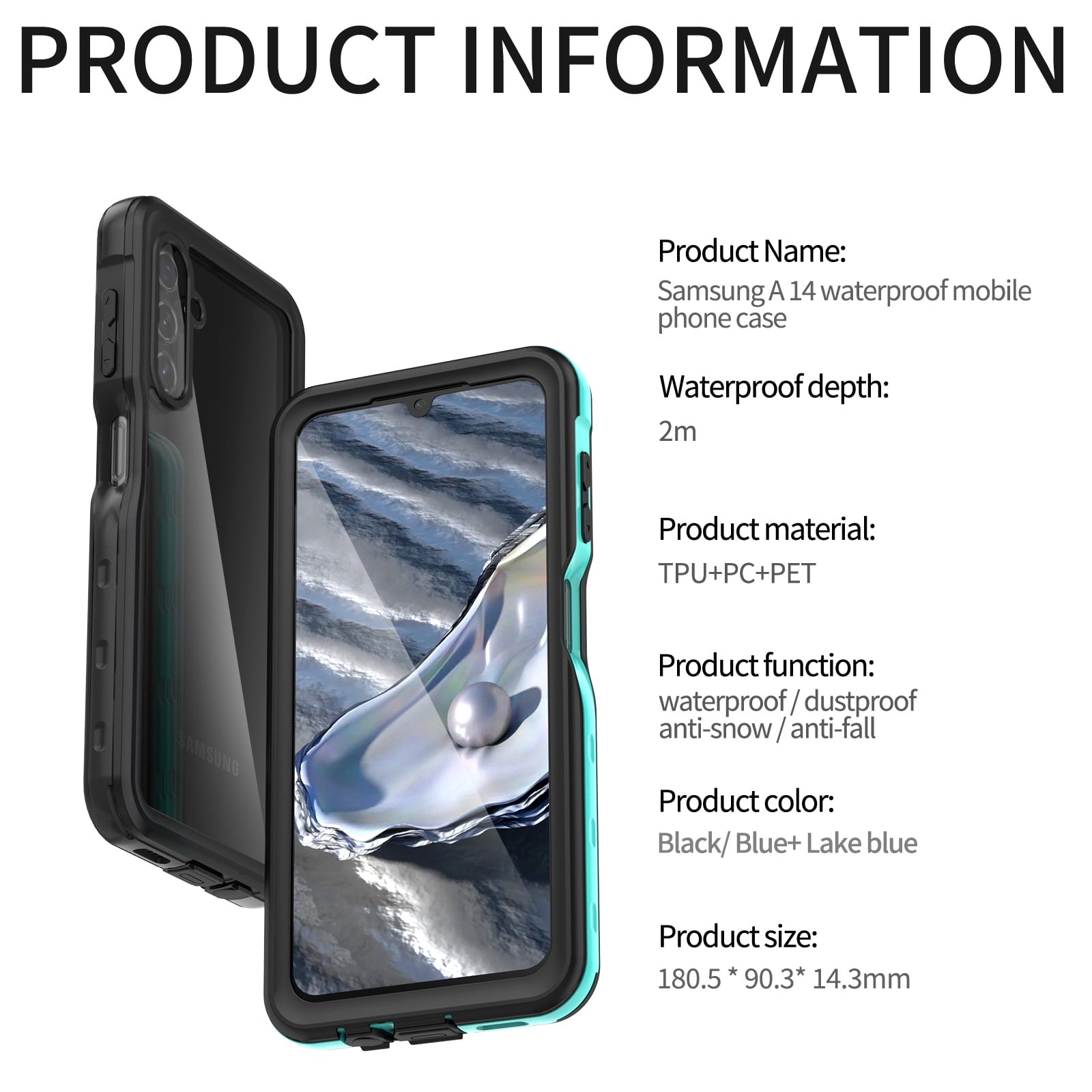 for Samsung Galaxy A14 5G Case Waterproof,Galaxy A14 5G Case [Built-in Screen & Lens Protector][Military Grade Shockproof][IP68 Underwater][Real 360°]Full Body Rugged Samsung A14 5G Case, Black