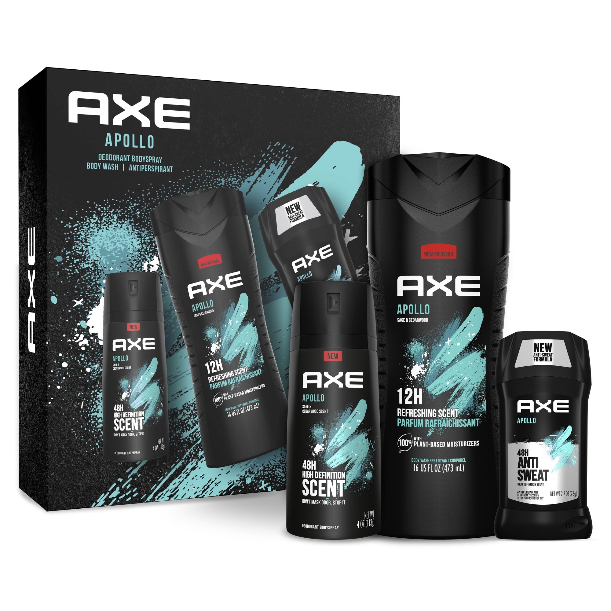 ($13 Value) AXE Apollo Holiday Gift Set (Deo Body Spray, Deo Stick, Body Wash) 3 Ct