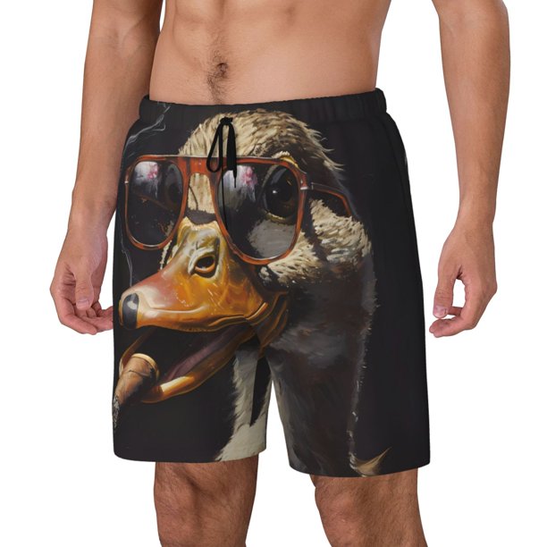 Fotbe Modern Funny Duck Traje de Baño para Hombre – Shorts de Natación de Secado Rápido con Forro y Bolsillos-Large