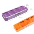 thumbnail image 5 of AM PM Stackable Weekly Pill Box Organizer, Pill Dispensers Reminders, 28 Compartment Slots Travel Medication Storage Case with Morning Noon Evening Night 4 Compartments, Color Coded, 5 of 7