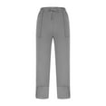 thumbnail image 3 of yunLXC Clearance Sale Casual Pants for Women Ladies' Casual Solid Color Cotton Sweatpants With Pockets Crossed Cuffs Loose Straight Leg Pants women's casual pants with pockets elastic waist Grey XXL, 3 of 9