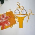 thumbnail image 6 of DHFJKG Floral Print Women Swimsuit Bikini Set With Mesh Skirts 3 Piece Beach Outfits Halter Side Tie Triangle Top Thong Bottoms Versatile Beachwear, 6 of 7