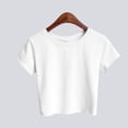 thumbnail image 2 of Outfmvch crop tops for women compression shirt Summer Basic Tees T Shirts for Women short sleeve crop Cotton Crop Tops spring tops for women Graphic Tees wrap top womens t shirts White XS, 2 of 4