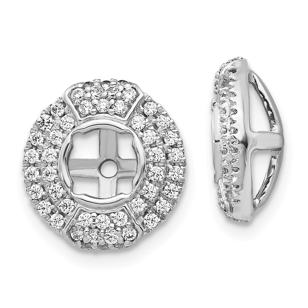 14K White Gold Earring Jackets & Enhancers Diamond Round 12 mm