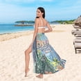 thumbnail image 6 of FORMRS Womens Long Sarong Beach Wrap Semi-Sheer Bikini Skirt Bathing Swimsuit Cover Up, Blue Sea Boat, 6 of 7