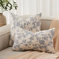thumbnail image 4 of 100% Cotton French Pastoral Throw Pillow Covers Set of 2, 18x18 Inch Double Sided/Blue, Farmhouse Decorative Cushion Covers for Sofa Bed Living Room Home Decor, 4 of 6