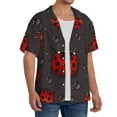 thumbnail image 4 of Cauagu Red Ladybugs Men's Short Sleeve Button Down Hawaiian Shirt for Men Bowling Shirts Casual Summer Beach Shirt,X-Large, 4 of 6