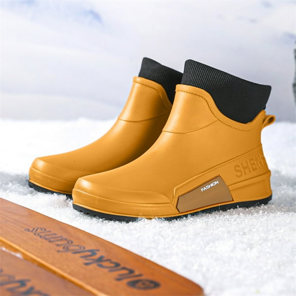 Women's Waterproof Rain Boots, Comfortable Pull-On Booties for Outdoor Walking