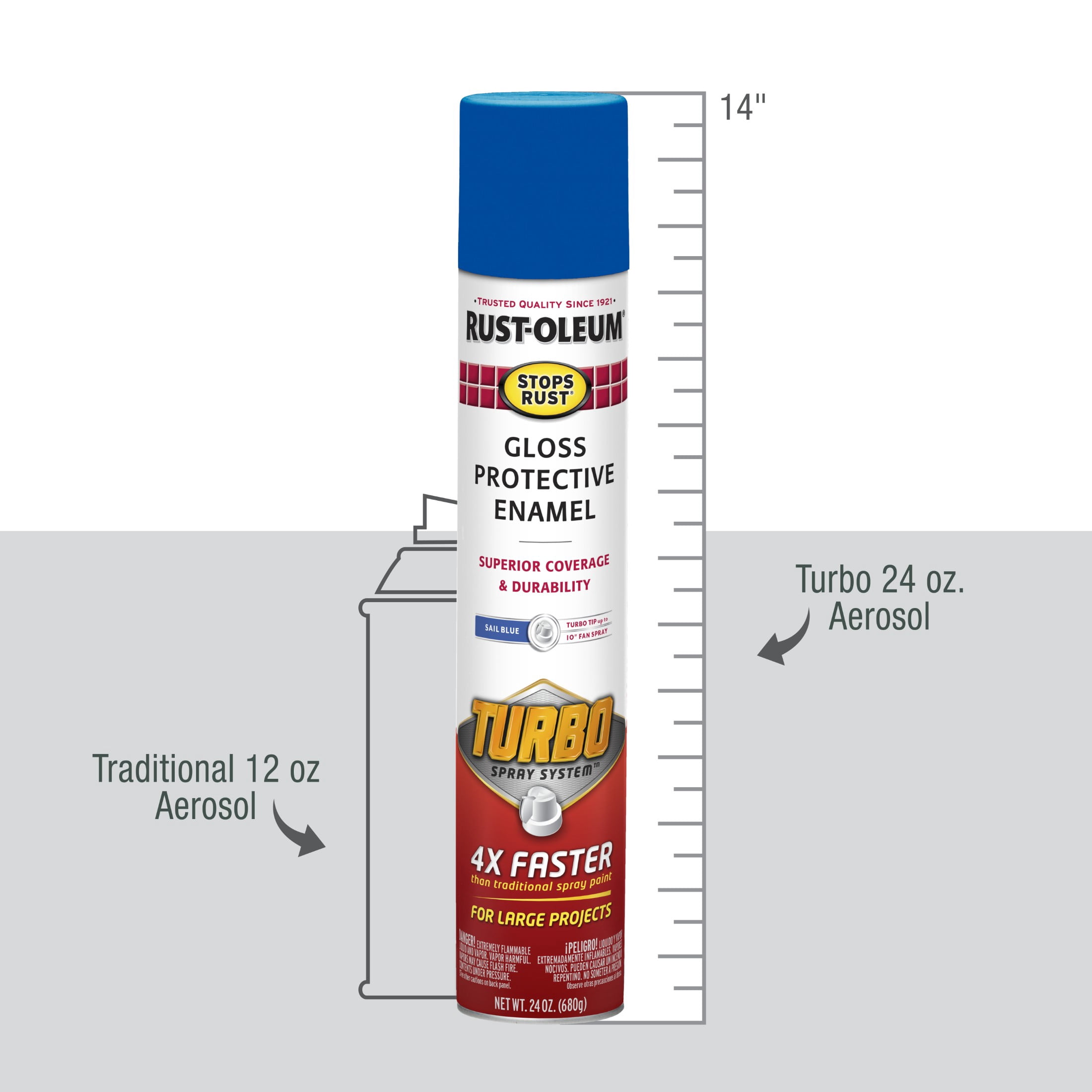 Sail Blue, Rust-Oleum Stops Rust Turbo Gloss Protective Enamel Spray Paint-398660, 24 oz