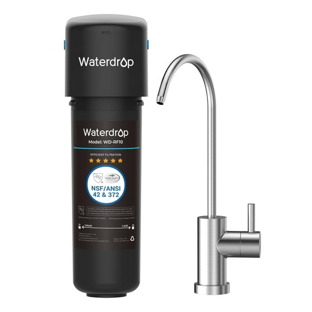 Waterdrop 10UB Filtro de agua debajo del fregadero, reduce PFAS, PFOA/PFOS, plomo, cloro, mal sabor, certificado NSF/ANSI 42, 8K galones, fácil instalación