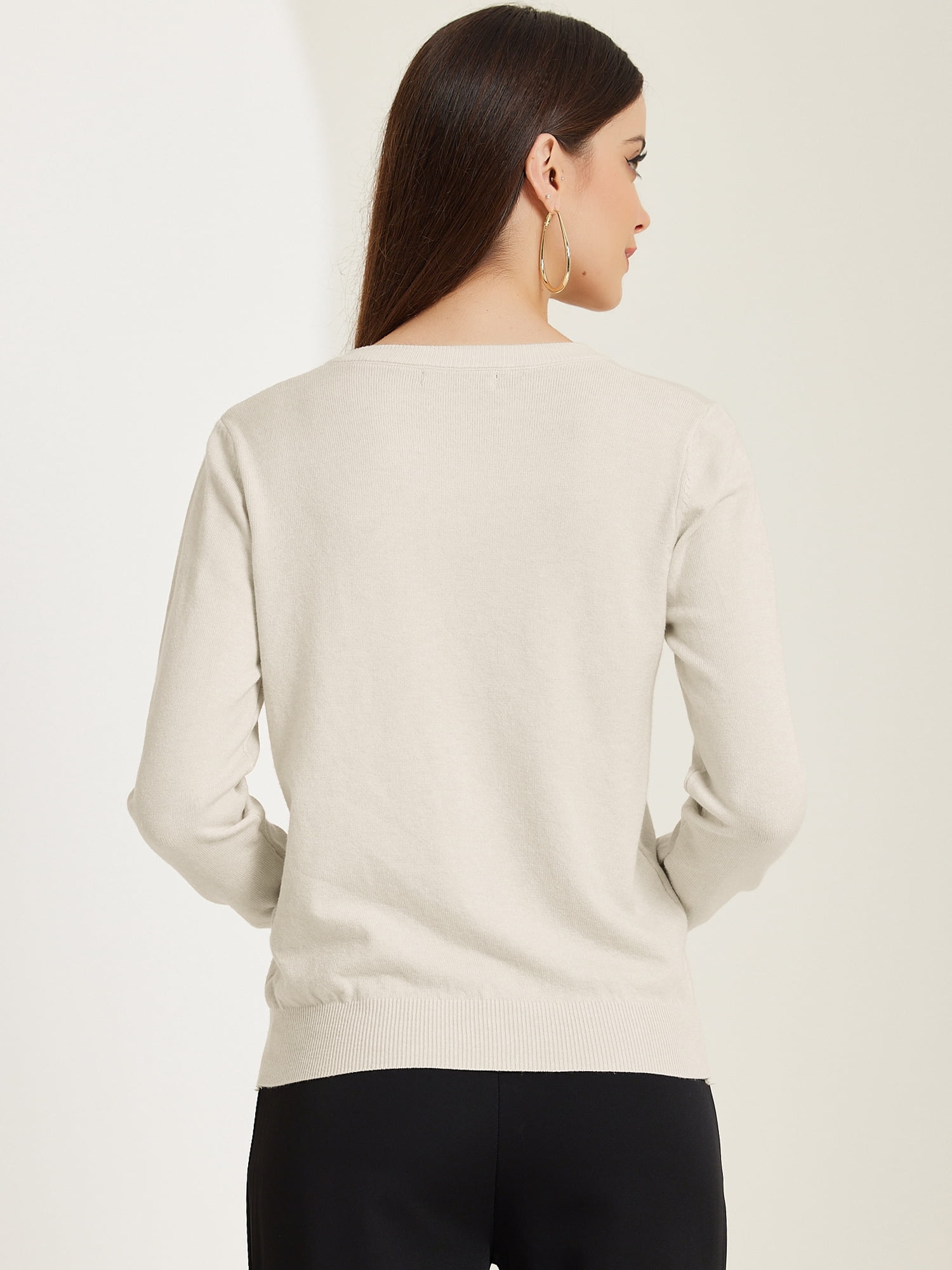 DARING DIVA Women's Lightweight Button Crew Neck Cardigan XL Beige
