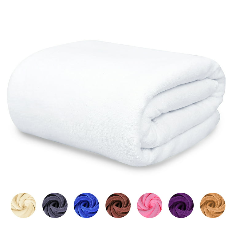 ANMINY Large Microfiber Bath Towels Soft Absorbent Towel for Gym Spa Shower  Beach Travel Body Wrap Towel, White