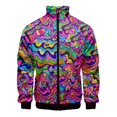 thumbnail image 3 of Chaqueta informal con cremallera para hombre y mujer, ropa de primavera y otoño, con estampado lavado, camisetas de manga larga, chaquetas cómodas hawaianas, abrigos para hombre, 3 of 5