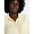 thumbnail image 4 of Terra & Sky Women's Plus Size Double Cloth Boyfriend Shirt, Sizes 0X-5X, 4 of 5