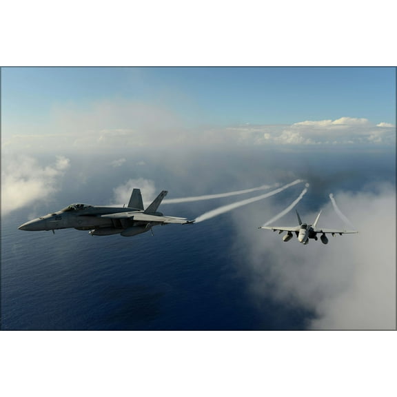 24"x36" Gallery Poster, Two U.S. Navy FA-18E Super Hornet f-18 (VFA) 14