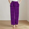 thumbnail image 4 of Women's Flannel Plaid Pajama Pants Elastic Waist Casual Fuzzy Comfy Fleece Lounge Bottoms with Pockets, 4 of 5