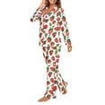 thumbnail image 2 of FOR U DESIGNS Strawberry Leaf Button Pajamas for Women Set 2 Piece Size XS Button Sleepwear Long Sleeve Tops and Pants for Women Button Up Nightwear with Pockets, 2 of 7