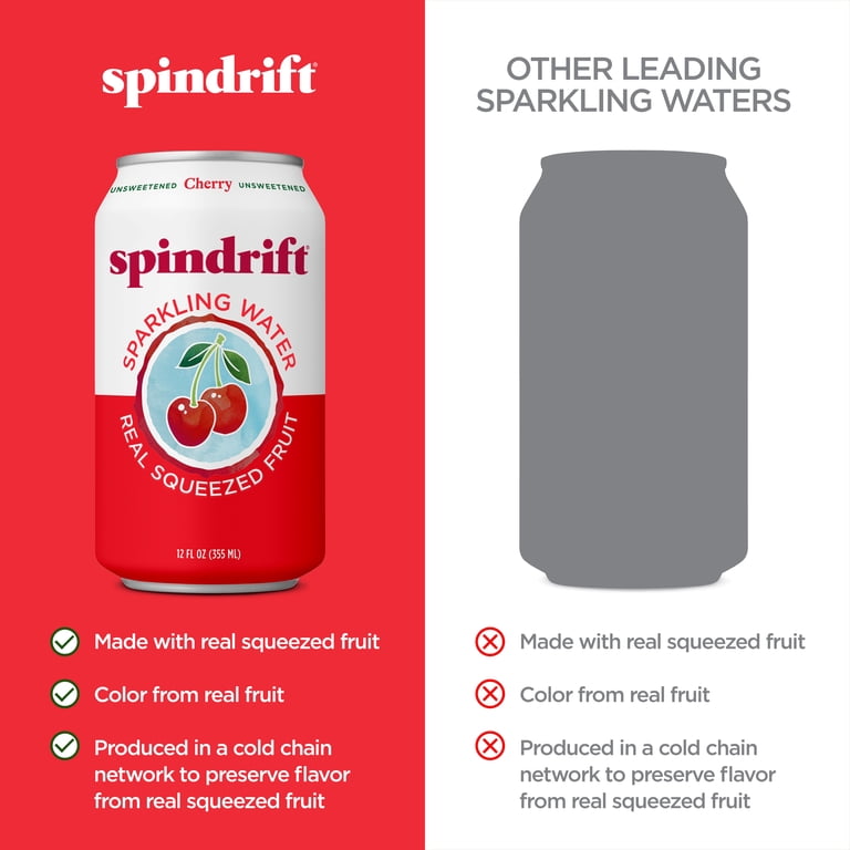Spindrift Cherry Sparkling Water with Real Fruit, 12 fl oz, 8 Pack photo 2