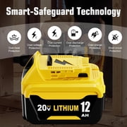 6 Packs 12000mAh DCB206 Replacement for Dewelt 20V Battery Lithium ion 20V Max Battery DCB203 DCB207 DCB208 DCB200 DCD DCF DCG Series Cordless Power Tools