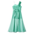 thumbnail image 5 of Manyakai Kids Flower Girls One Shoulder Romper Dress Wedding Banquet Party Maxi Ball Gown Dancewear Mint Green 16, 5 of 6