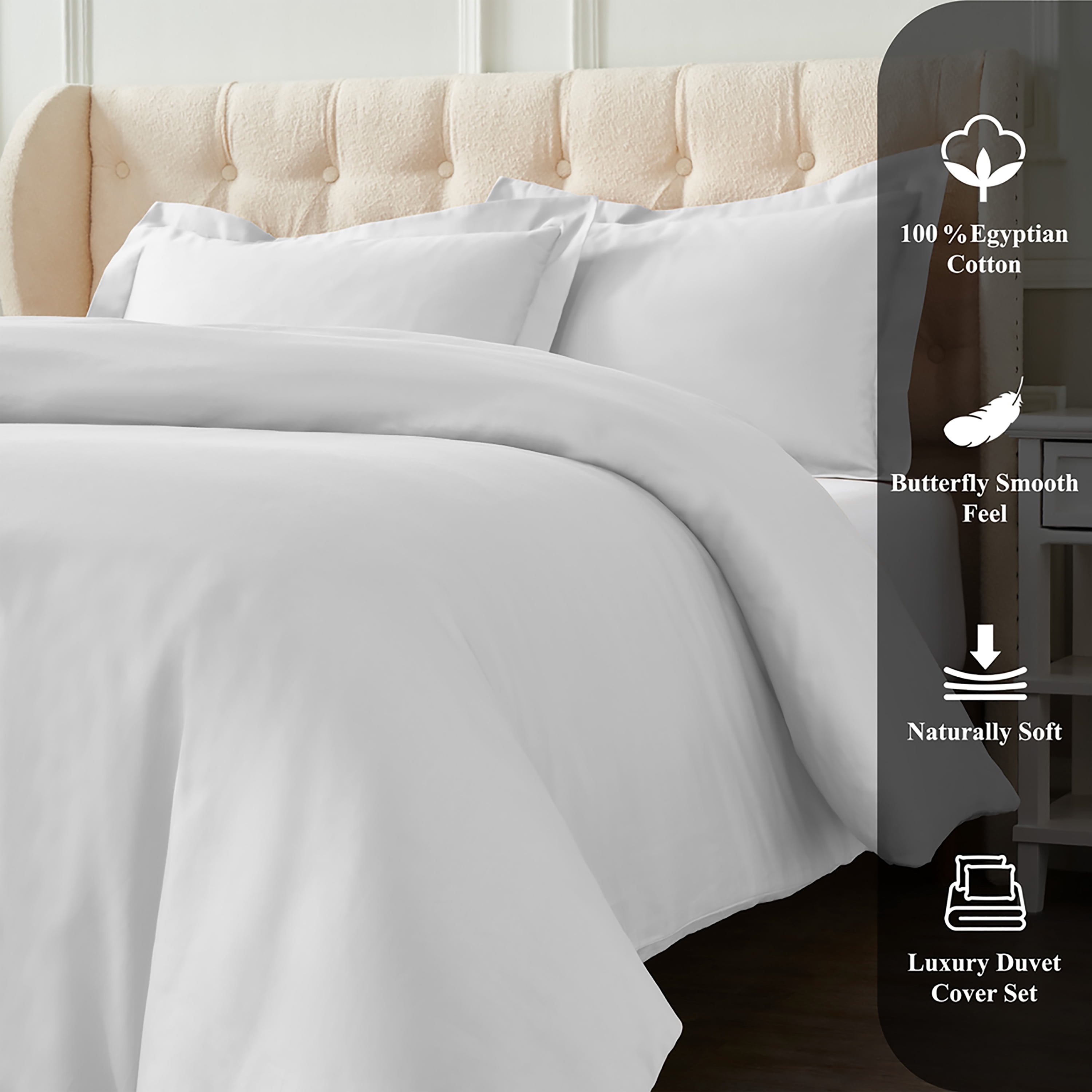 Superior Egyptian Cotton 1200 TC Solid Platinum Duvet Set, King/California King