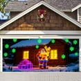 thumbnail image 3 of 16x7ft UV Activated Christmas Garage Door Cover Banner, Glows in Dark 2D Flat Holiday Garage Door Covers with Cartoon Santa and Elf, Xmas Outdoor Indoor Party Decoration(Style-a,16 * 7ft), 3 of 4