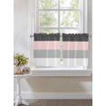 thumbnail image 3 of Half Window Curtains 24 Inches Long, Pink Grey Striped Window Treatment Curtain Drapes, Farmhouse Modern Short Curtains Tiers for Kitchen Over Sink, 27.5"x24", 2 Panels, 3 of 7