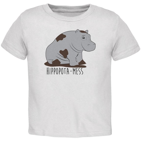 Hippo Mess Hippopotamess Funny Pun Toddler T Shirt White 5T