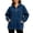 Dark Blue, variant on Women's Quarter Zip Hoodie Denim Pullover Oversized Long Sleeve Casual Hooded Top with Kangaroo Pocket Relaxed Fit Sweatshirt for Daily Commute Weekend Outings