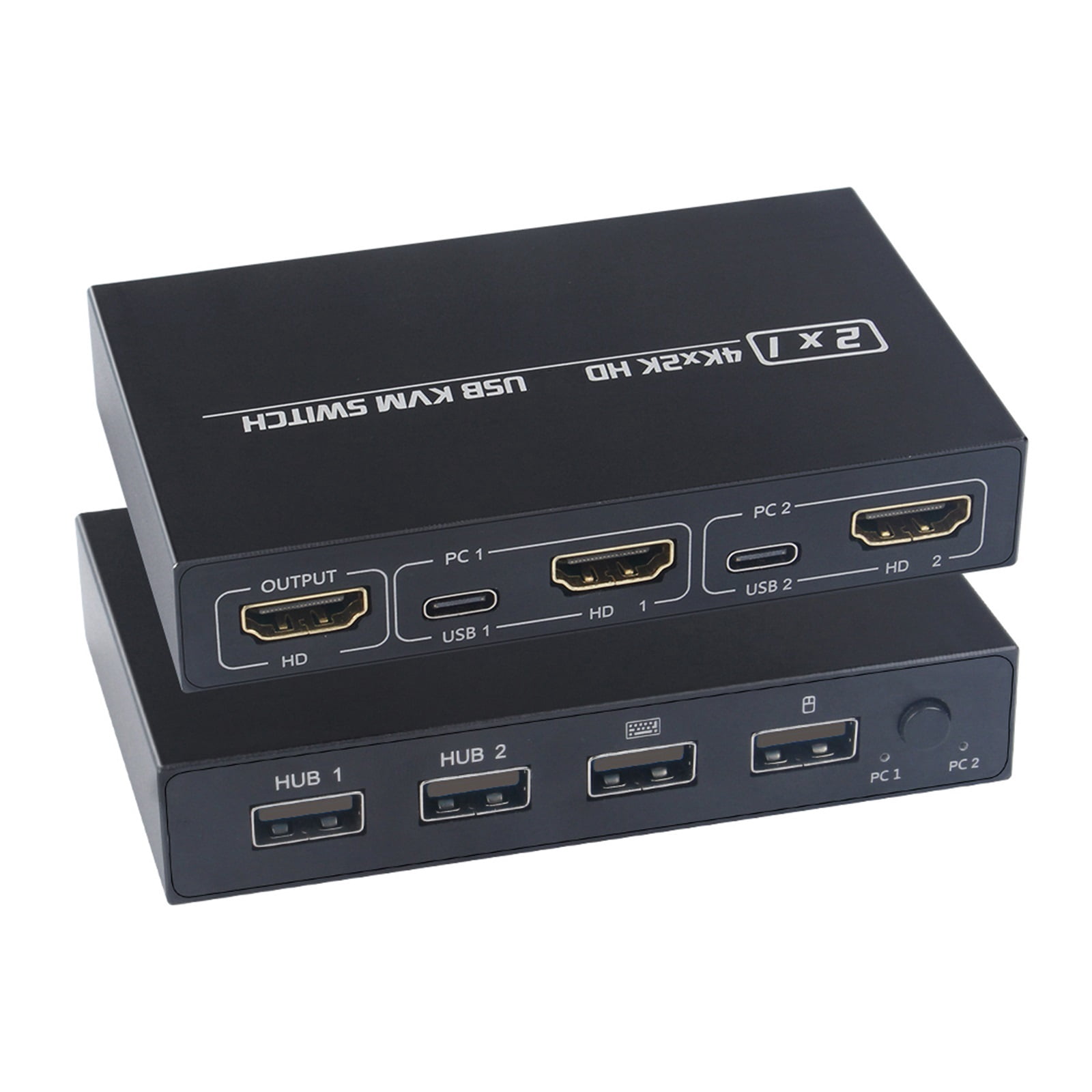 4K*2K KVM 2-in-1 -compatible/USB KVM Switch Support HD 2 Hosts Share 1 Monitor/Keyboard& Mouse Set Printer Video Display