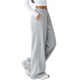 thumbnail image 3 of VV AVEORS Baggy Sweatpants For Girls High Waisted Wide Leg Sweat Pants Drawstring Workout Jogger Fall Winter Clothes Gray 160, 3 of 5