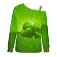 thumbnail image 5 of Hauts à Manches Longues pour Femmes Chandail Imprimé de la Saint-Patrick pour Femmes Chemise à Épaules Dénudées chandail Graphique à Manches Longues, 5 of 5