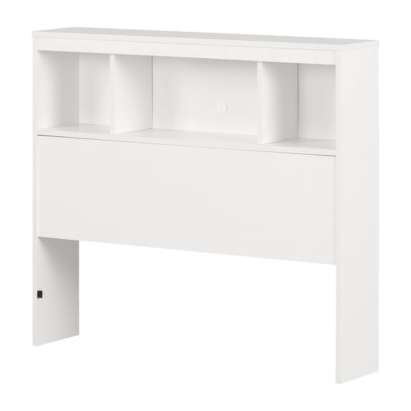 Bowery Hill Contemporary Wood Twin Bookcase Headboard in White