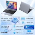 thumbnail image 3 of ZARSU 14" FHD Business Laptop, Intel Quad-Core 2.6GHz, 8GB RAM 256GB SSD, Windows 11, Office 2026, WiFi5 BT5.0, Silver for Student & Office, 3 of 6