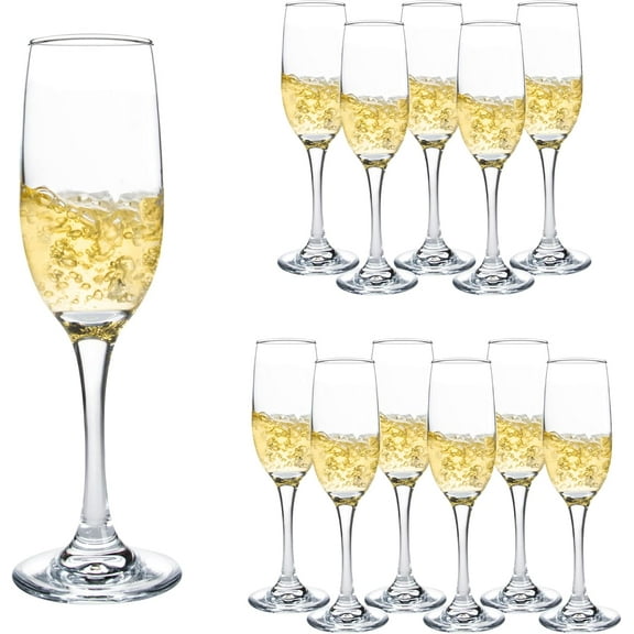 Champagne Flutes Set of 12, 6oz Classic Champagne Glasses, Sparkling Wine Glass, Stemmed Champagne Flutes for Party, Wedding and Home - Clear