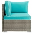 thumbnail image 2 of Modway Repose Rattan & Fabric Patio Corner Chair in Light Gray and Turquoise, 2 of 4