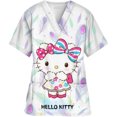 thumbnail image 1 of Uniforme d'Infirmière Kawaii, Hauts de Blouses Médicales pour Femmes, Imprimé Hello Kitty, Manches Courtes, Poches, 1 of 7
